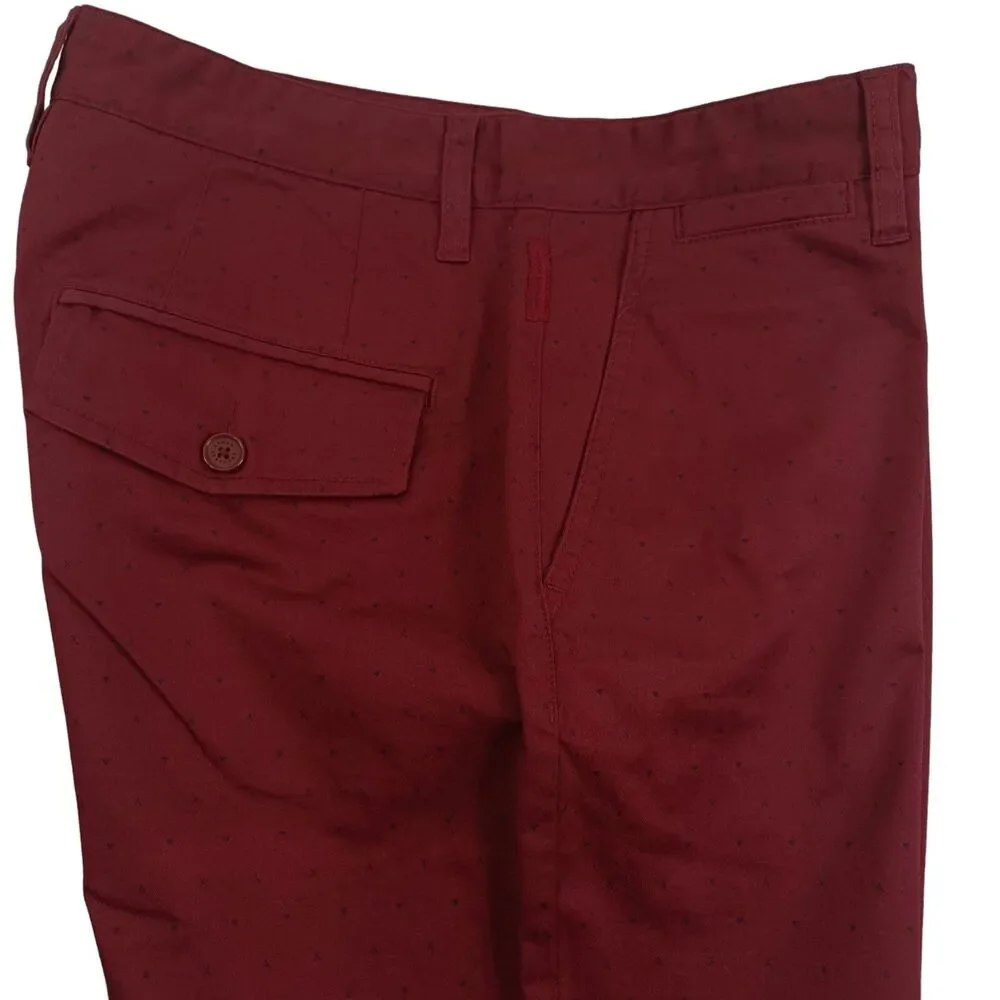 A|X Armani Exchange Men's Burgandy Flat Front Chino Printed Shorts Size 29